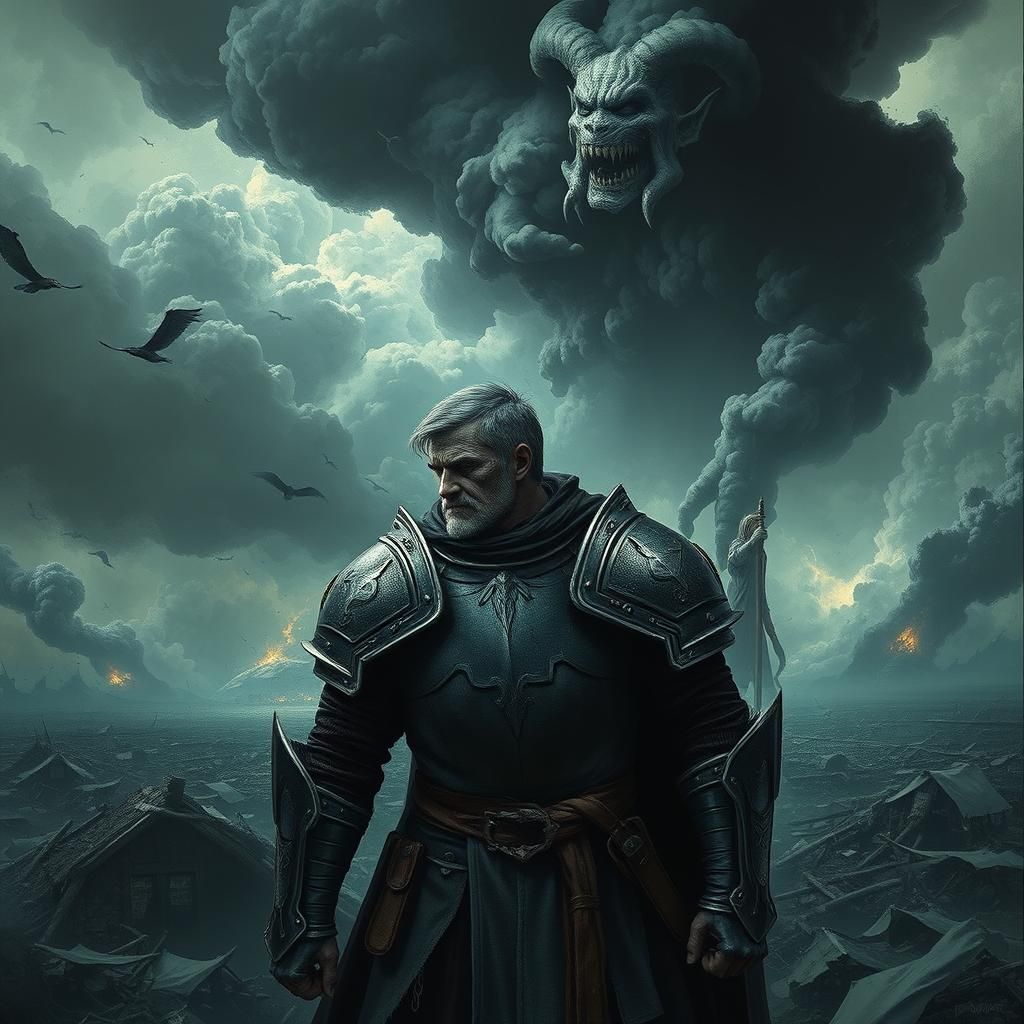 Knight Arion in War-Torn Landscape as Baroque Painting