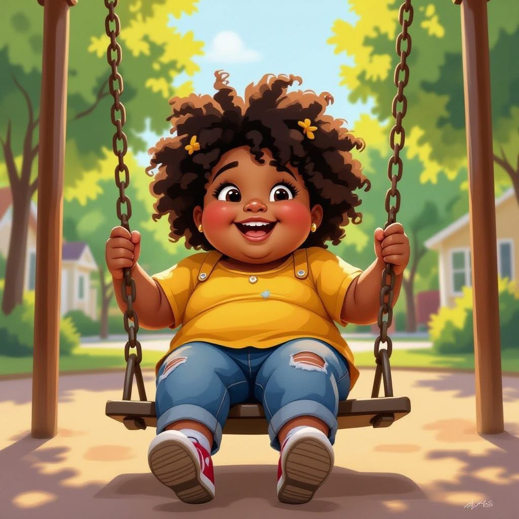 Happy Child on Swing, Pixar-Inspired Animation