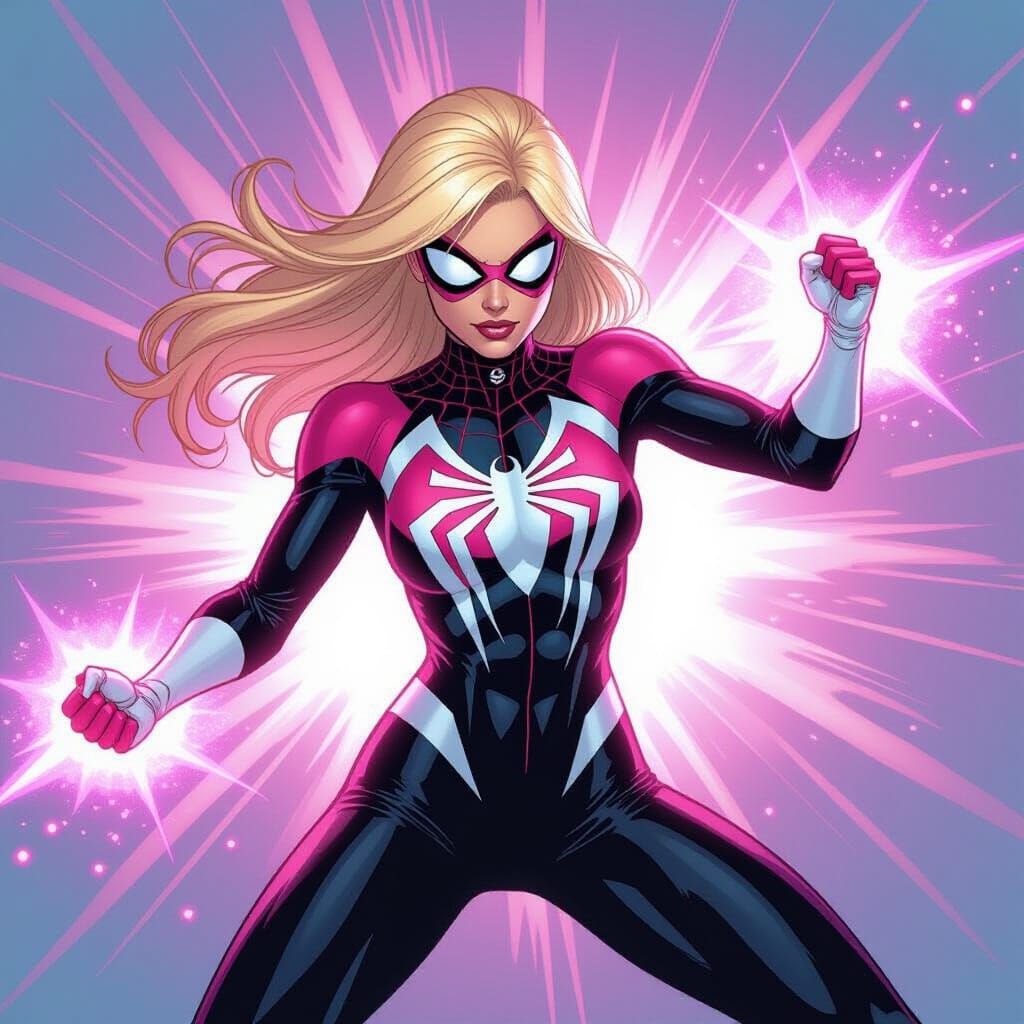 Cosmic Ghost Spider Illustration in Comic Book Style