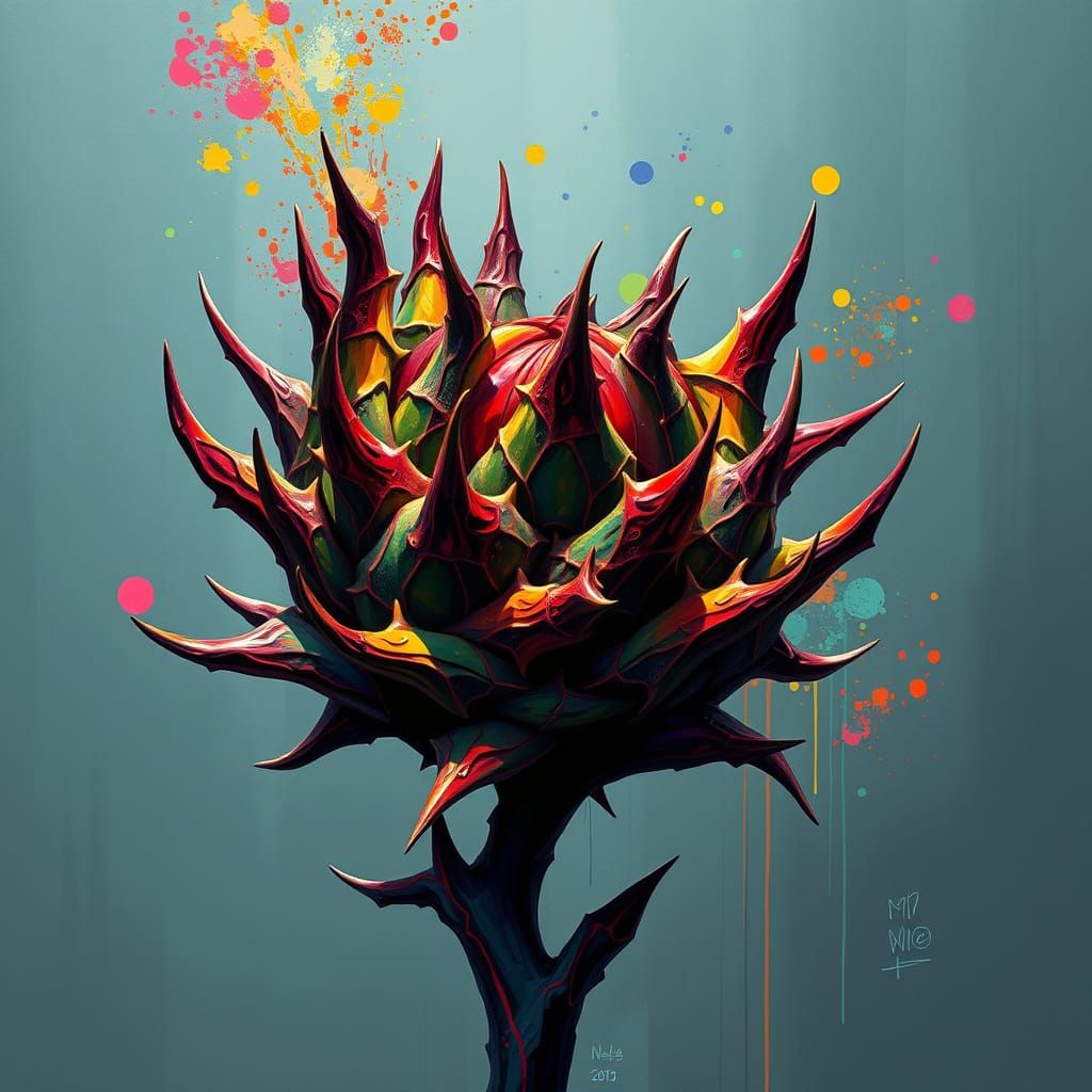Abstract Thorns Sculpture as Graffiti Art