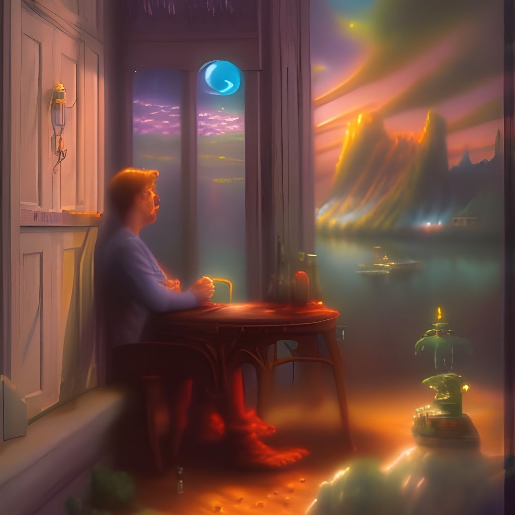 Salvador Dali watching TV, Wall-E movie playing on screen, d...