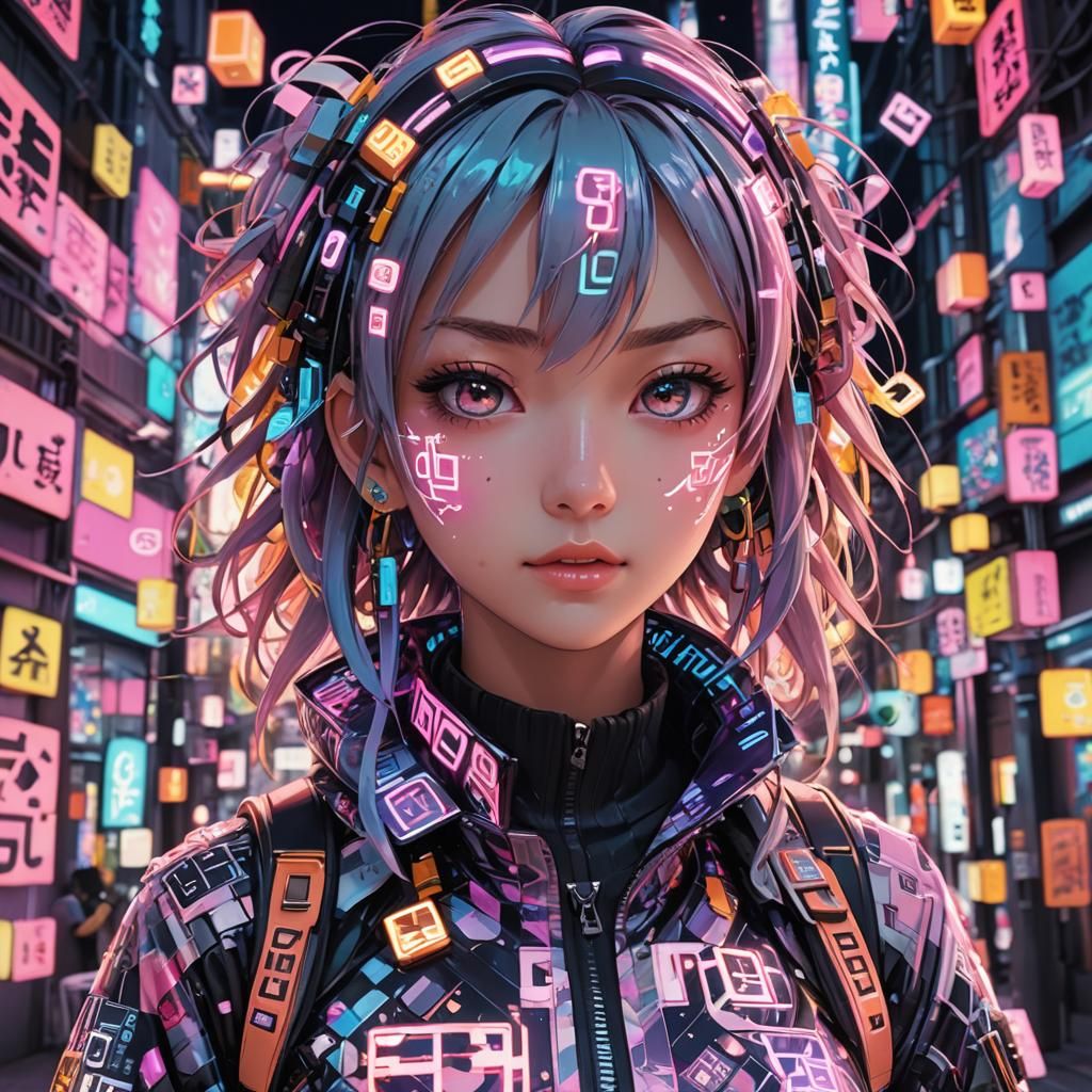 Decora Girl in Neon Tokyo: Anime 3D Portrait