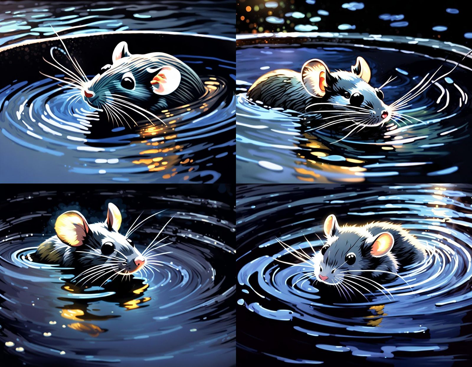 Mouse's Frantic Swim in Hot Tub: Anime Style