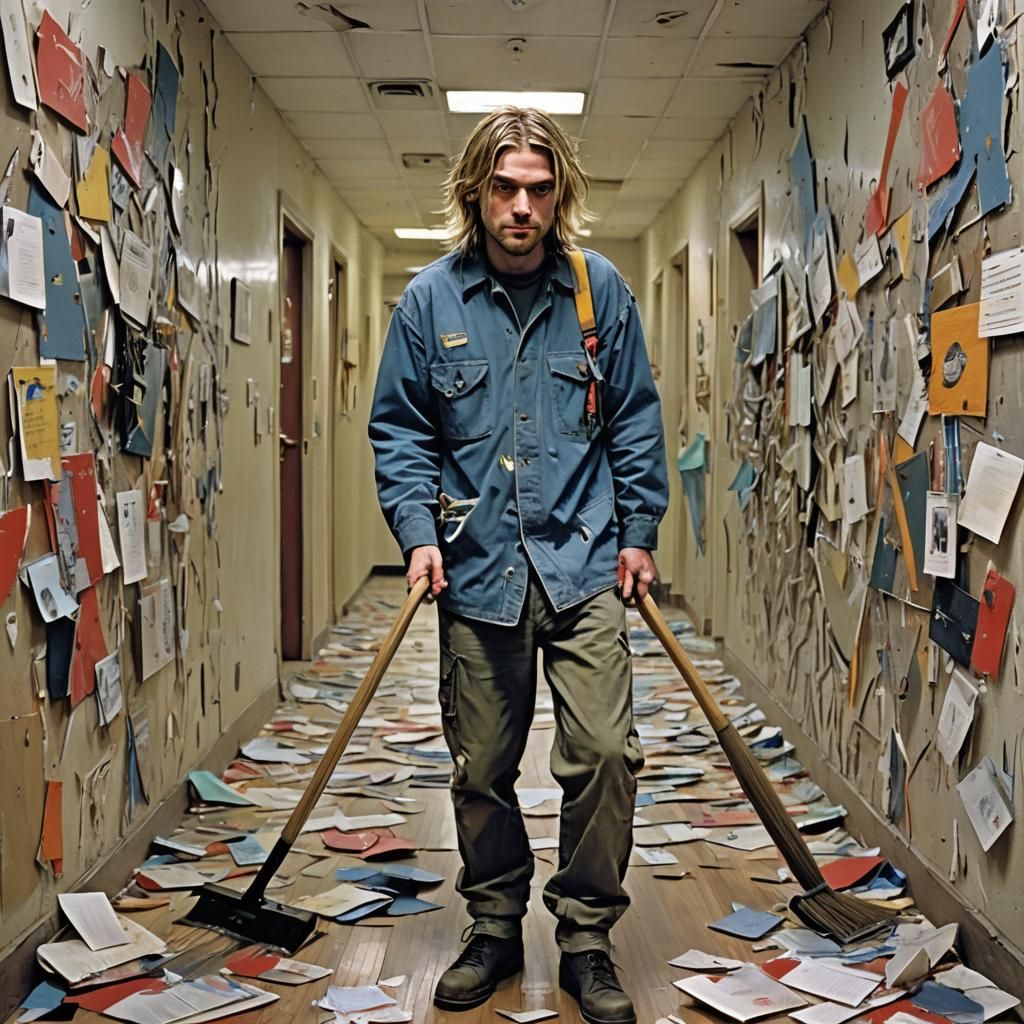Kurt Cobain as Janitor in Cubist Style