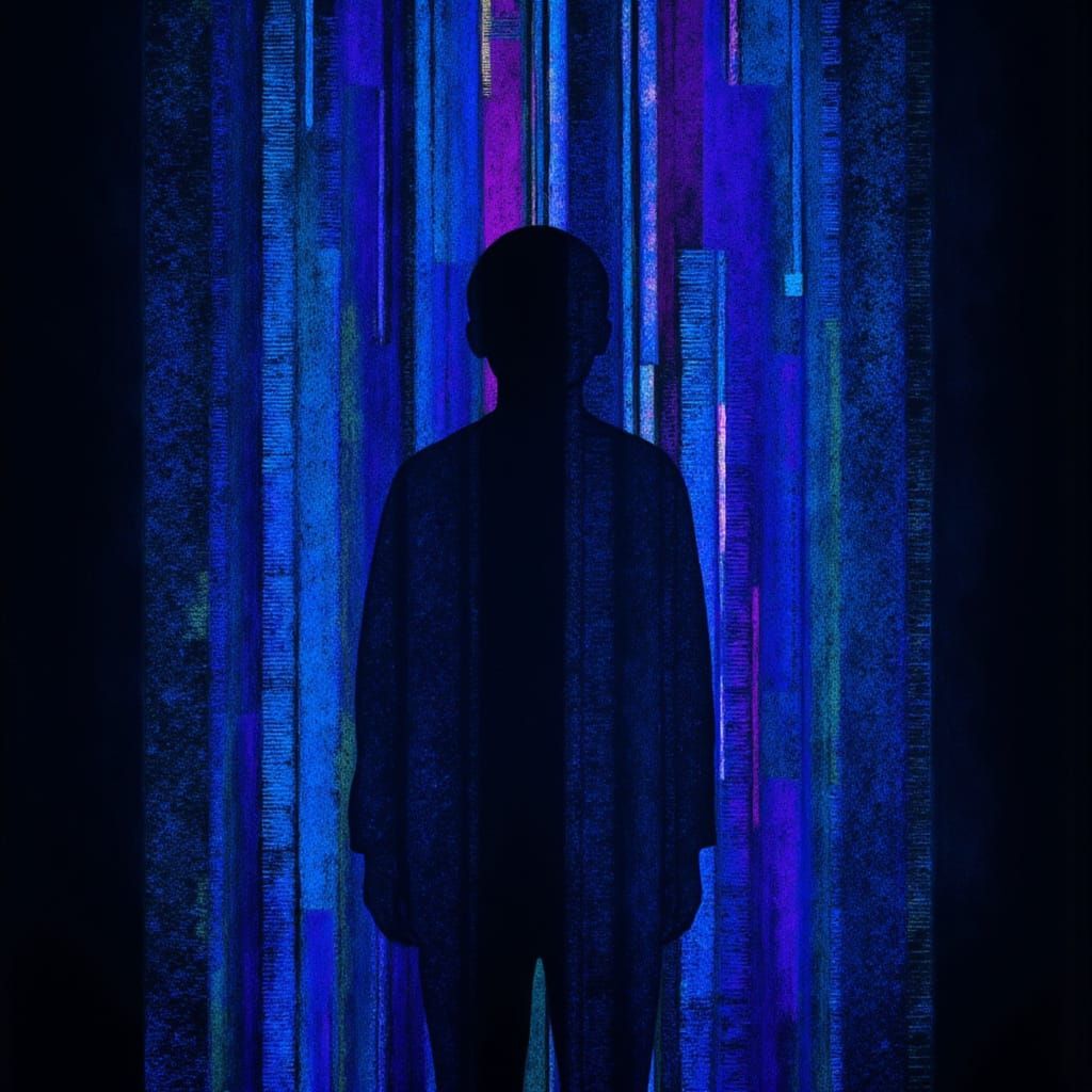 Silhouette Lost in Data, Digital Art Style