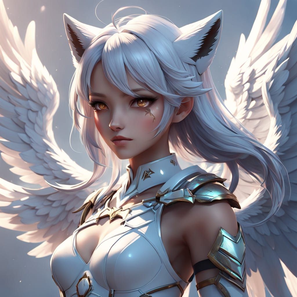 Glowing Anime Angel Fox Girl