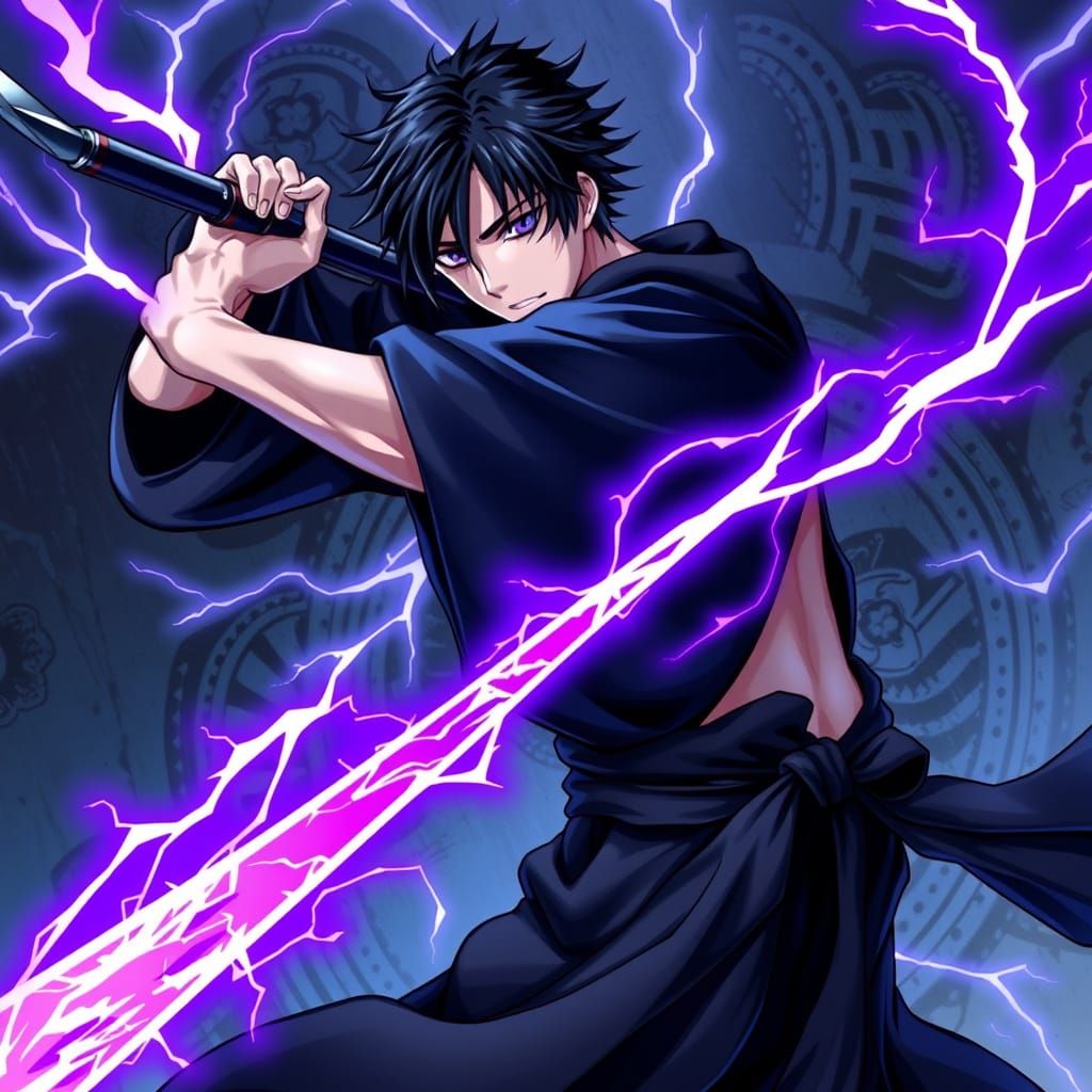 Hybrid Quincy Shinigami with Purple Lightning Zanpakuto