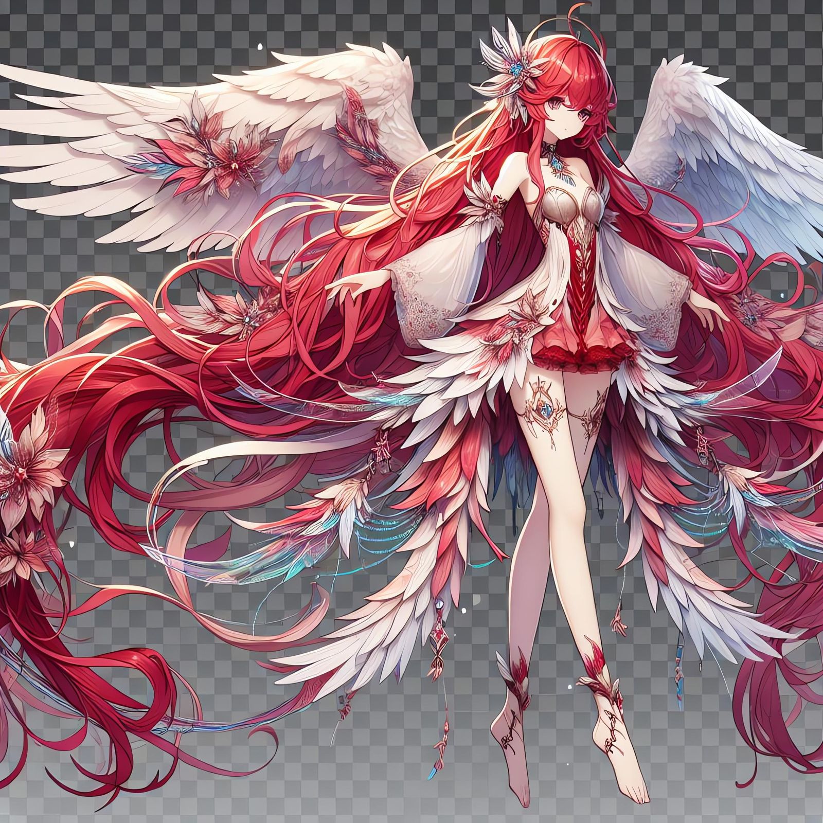 Anime Angel with Red Hair in Fantasy Concept Art