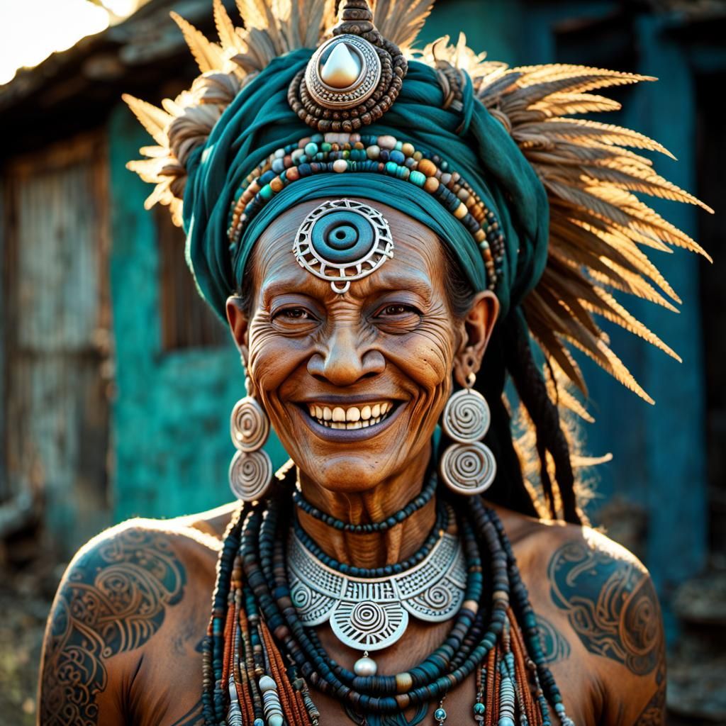 Mayan Voodoo Witch with Radium Tattoos