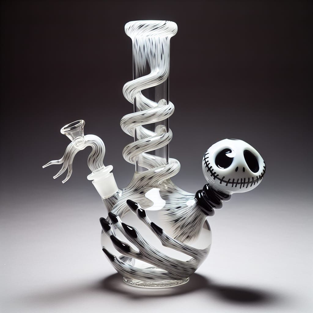 Ghostly Glass Bong with Haunted Imagery