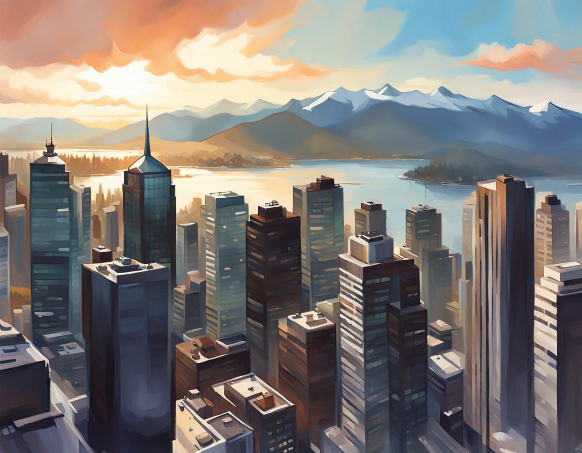 Vancouver Downtown Sky View as Digital Landscape