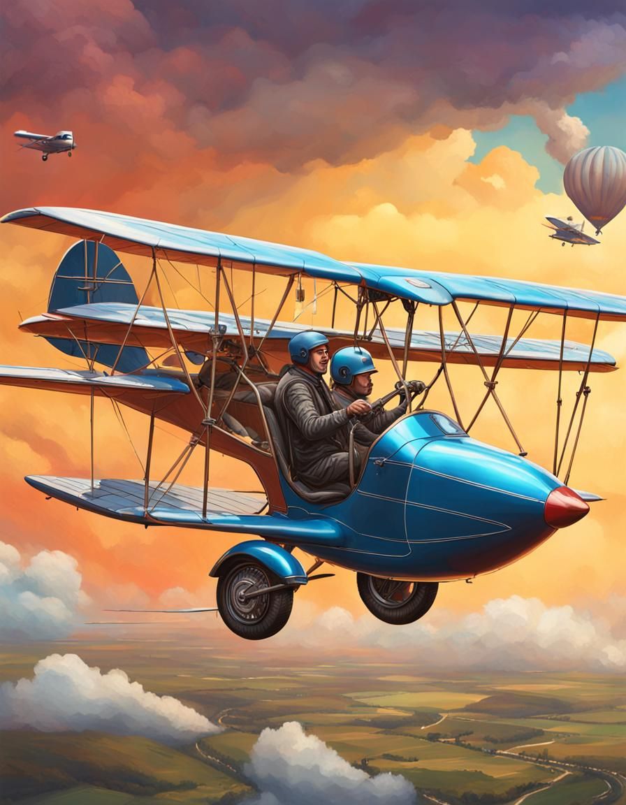 Flying Moped in Wright Brothers Airplane Style