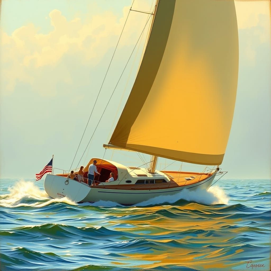 Vintage Yacht Dominates Race in Golden Light
