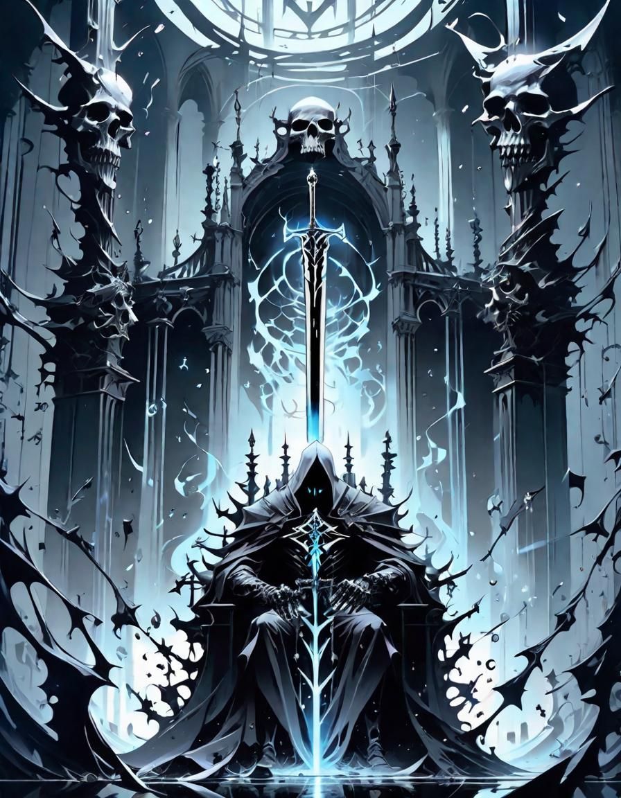 Evil Death Knight with Glowing Sword in Anime Style