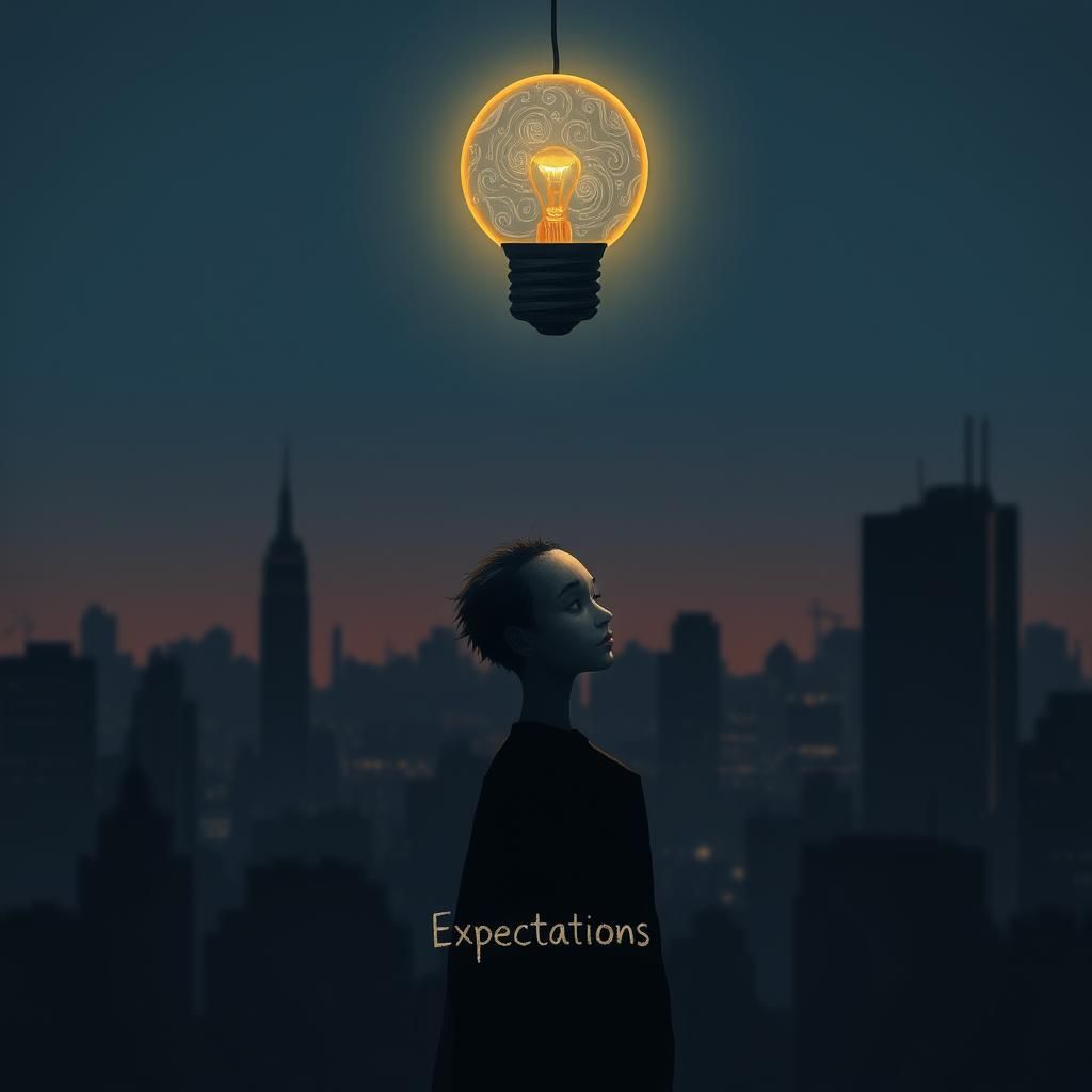 Contemplative Figure Illuminated by Creativity