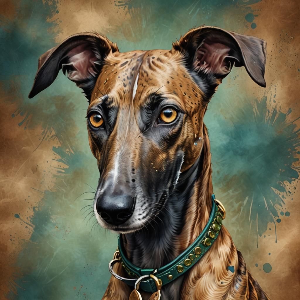 Detailed Greyhound Portrait in Warm Natural Light
