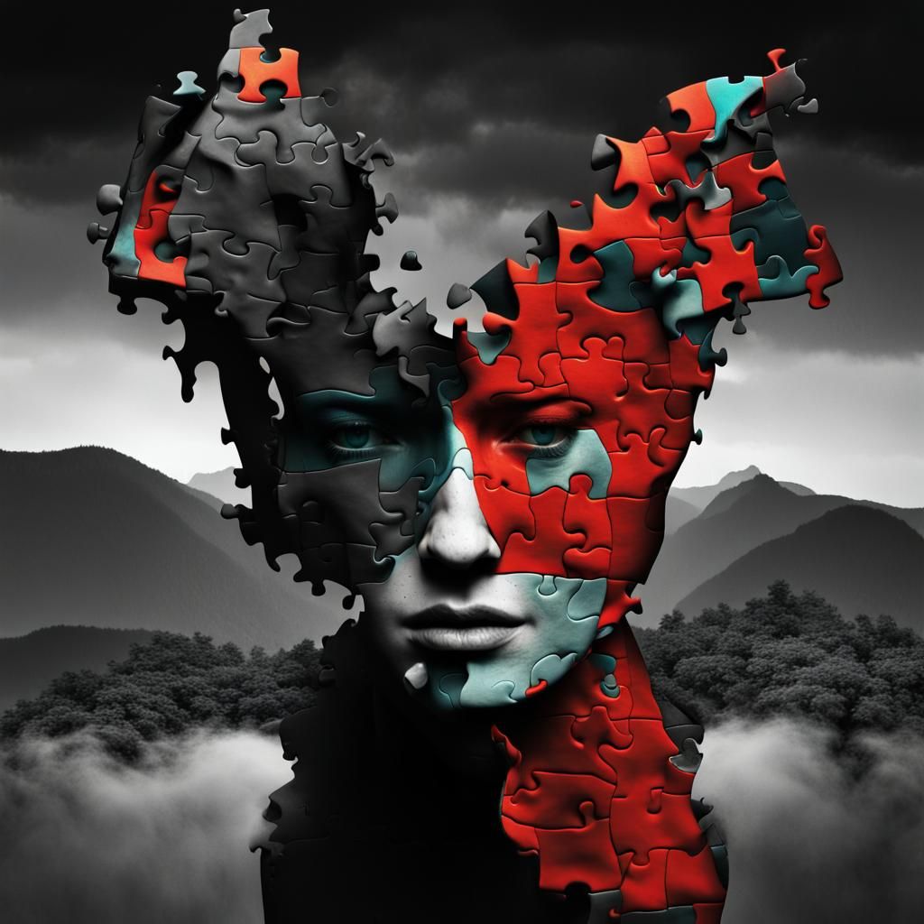 Fragmented Face: A Surreal Digital Collage