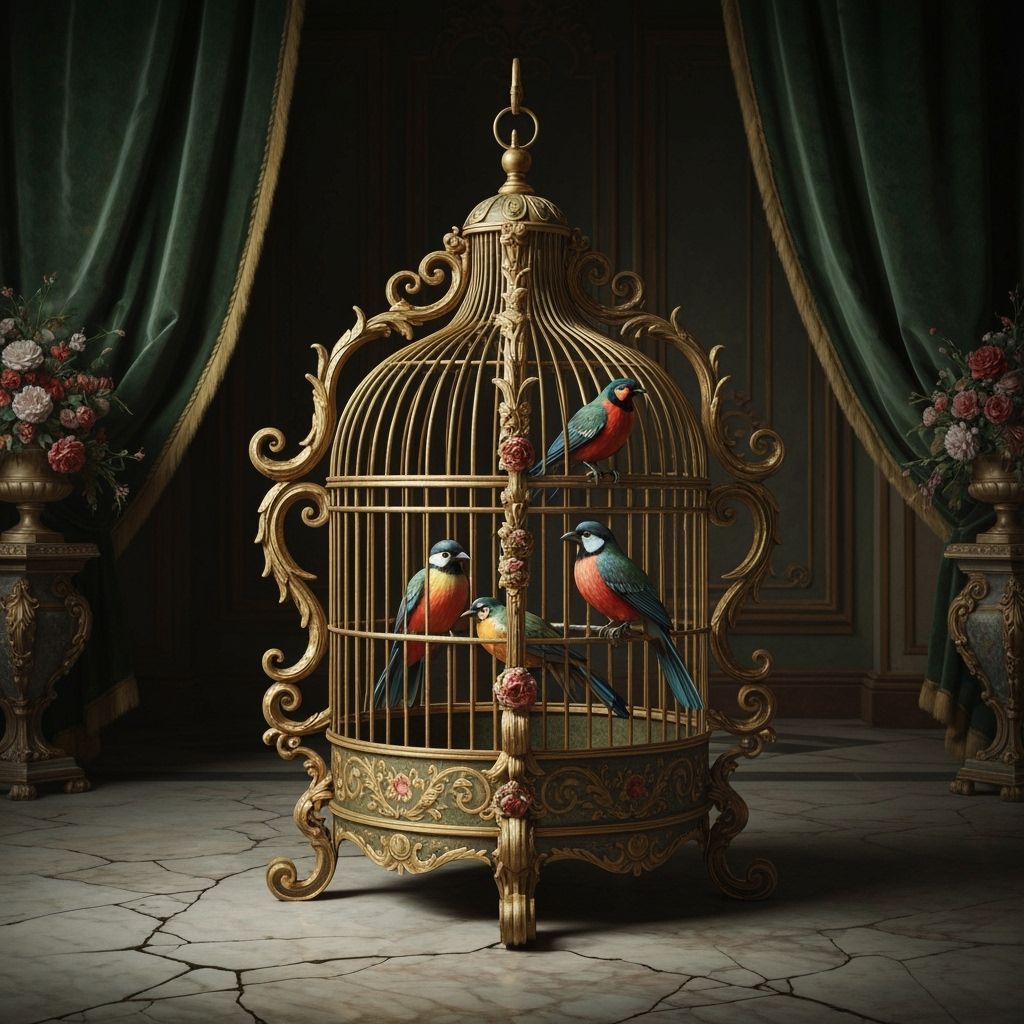 Baroque Origami Birdcage in Opulent 17th Century Interior