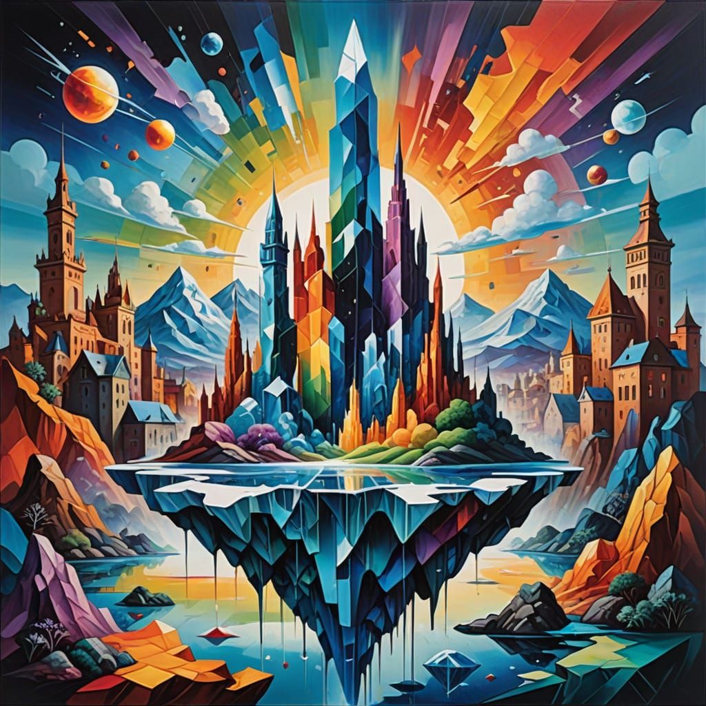 A crystal floating island