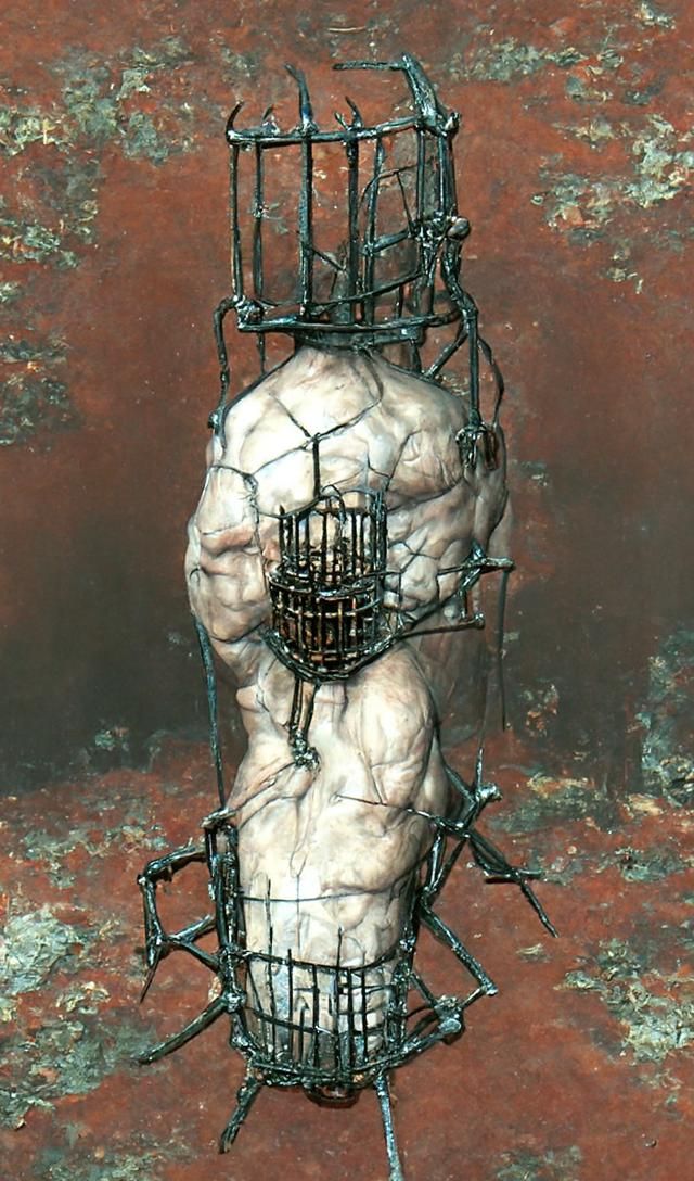 Sinister Cage Head: Grotesque Body Horror in 8K