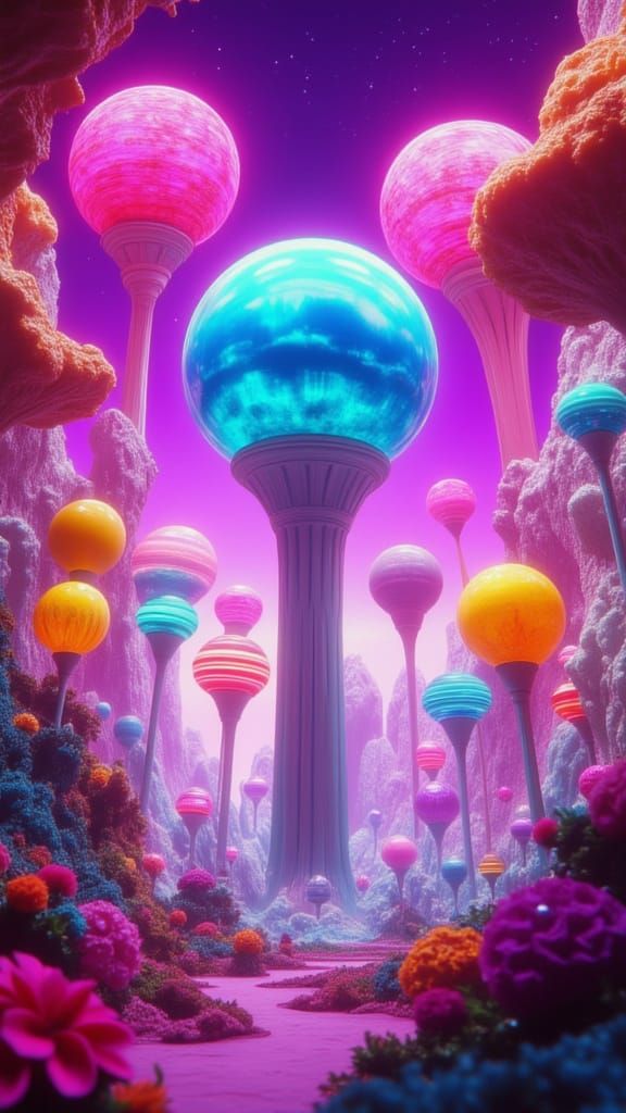 Magical Lollipop Forest in Crystal Landscape