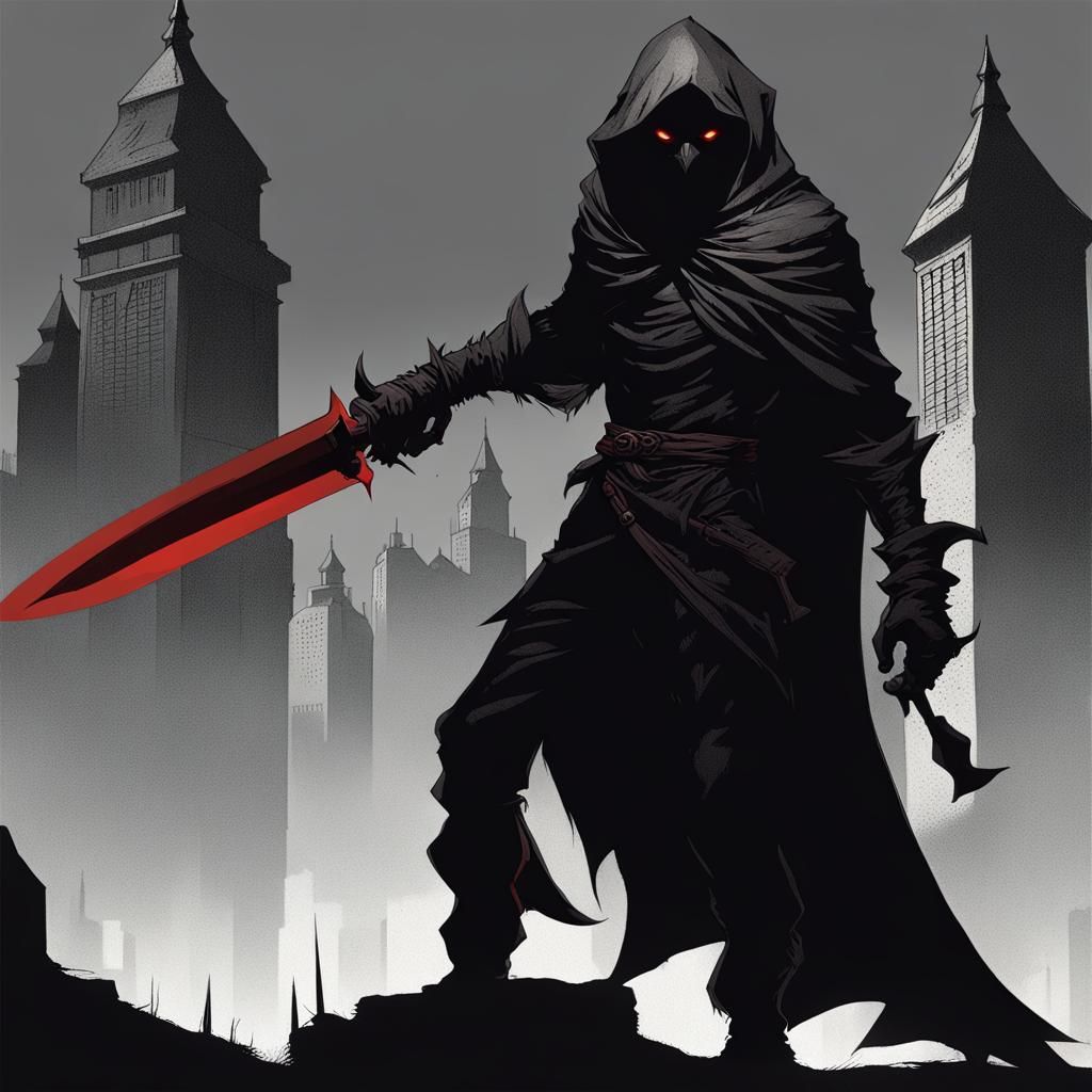 Sinister Drow Rogue in Shadows