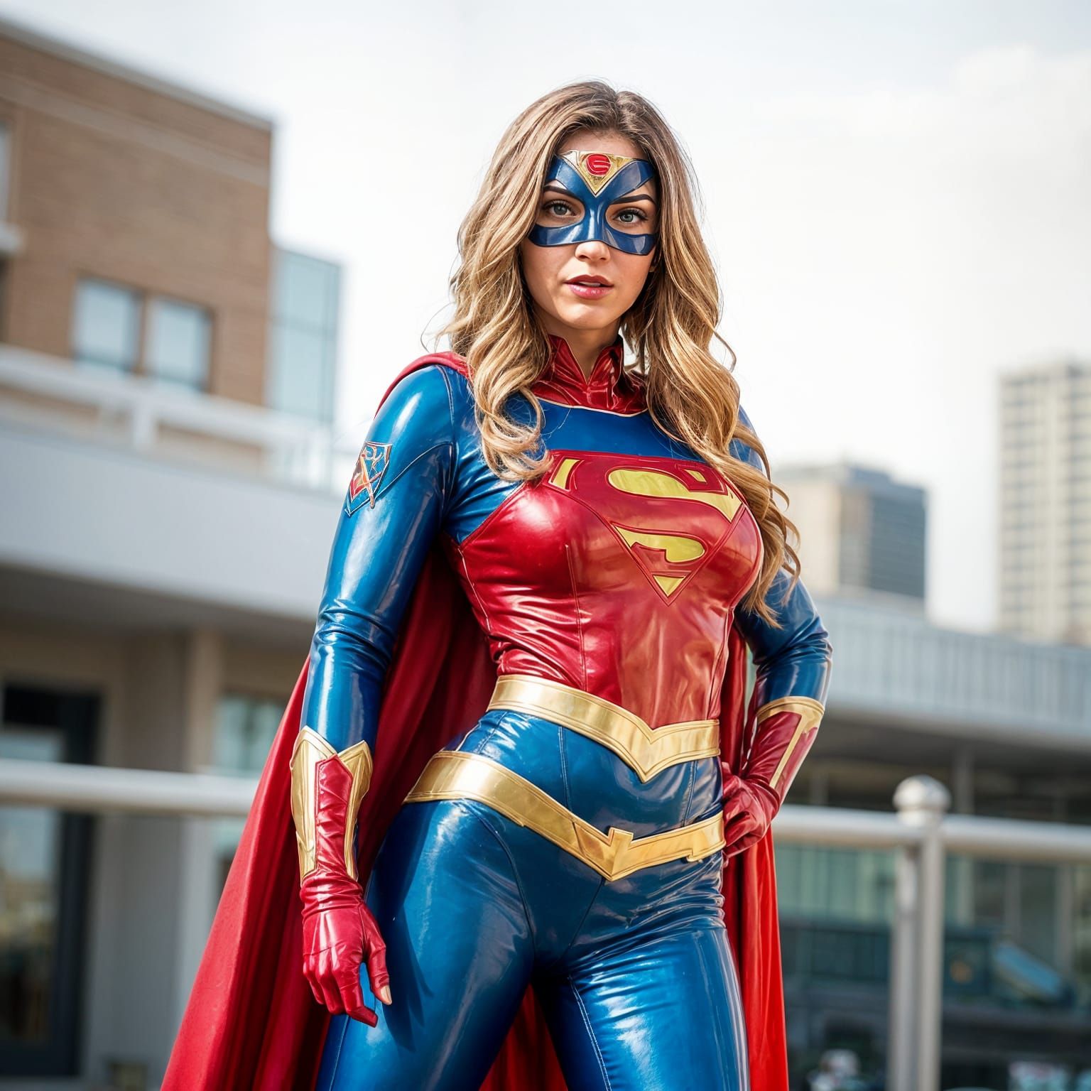 Proud Superheroine Posing in Latex