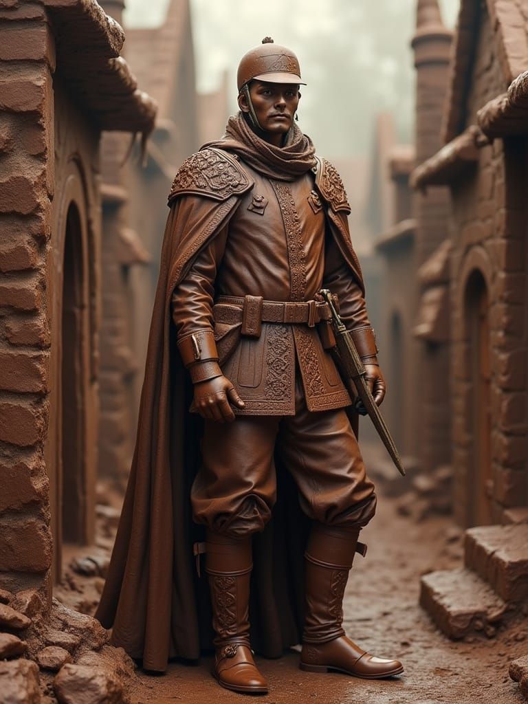 chocolate soldier guarding a chocolate town