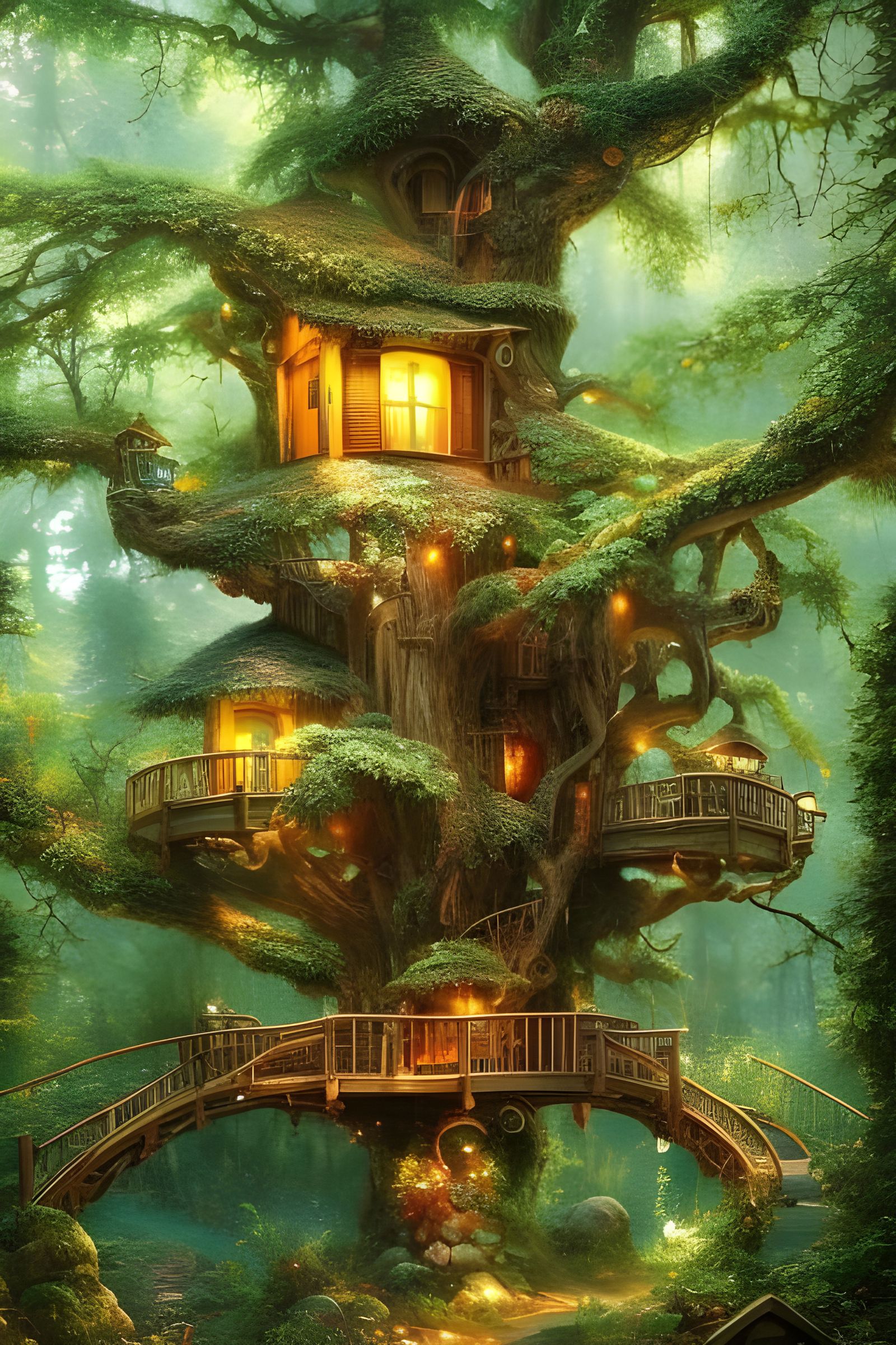 Enchanted Cherry Blossom Treehouse in Hyperrealistic Style