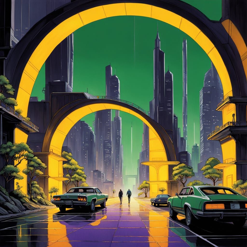 Golden Arch Industrial Complex in Sci-Fi Style