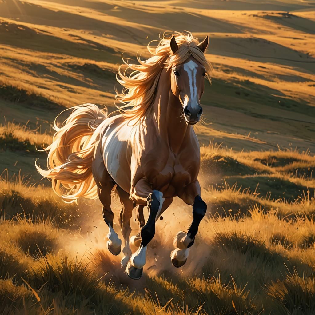 Galloping Horse in Vibrant 3D Anime Style