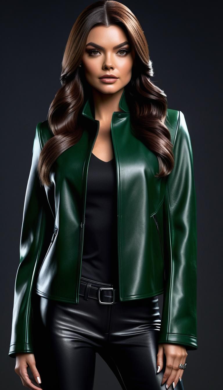 Hyperrealistic Portrait of a Woman in Leather Outfit