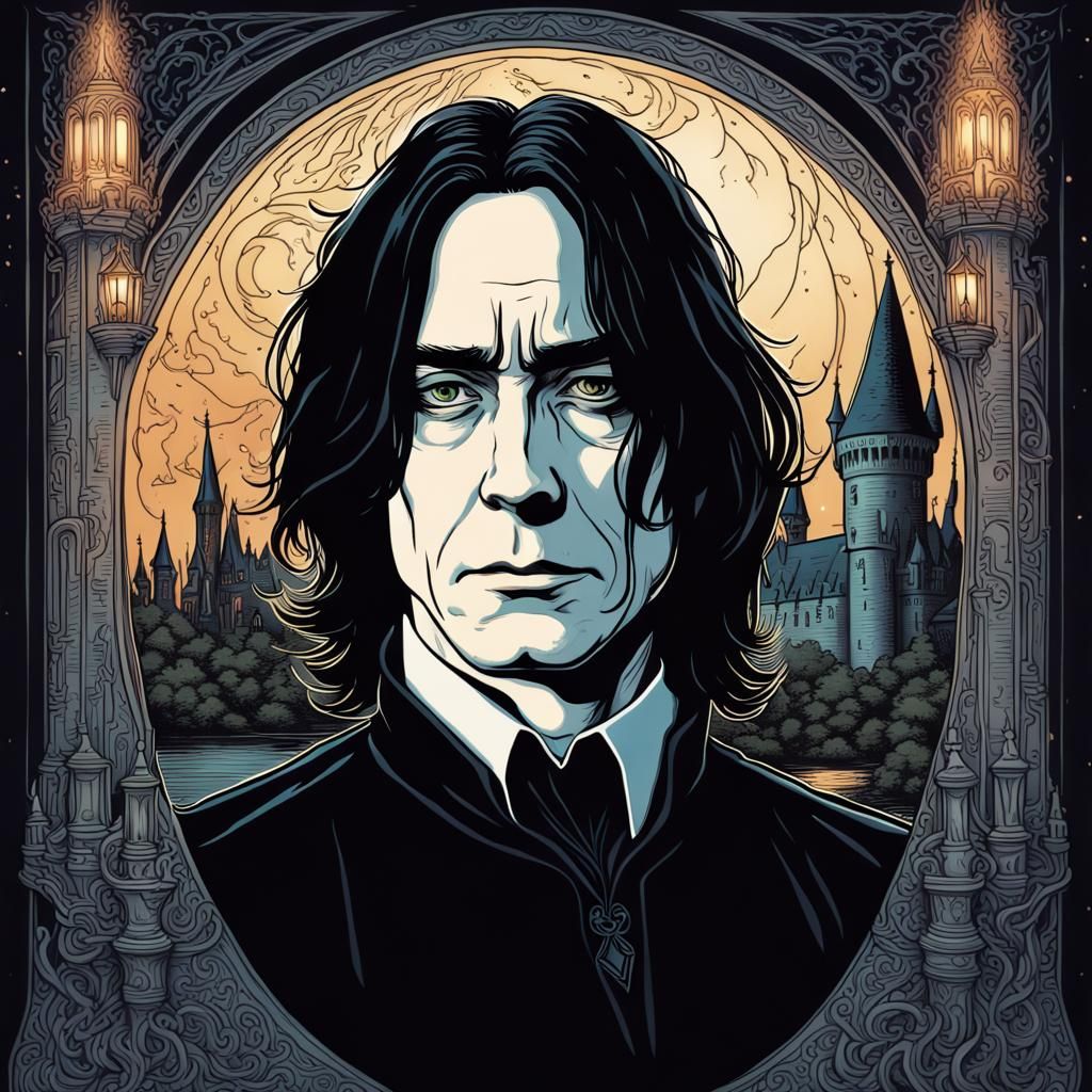 Ornate Portrait of Severus Snape at Hogwarts