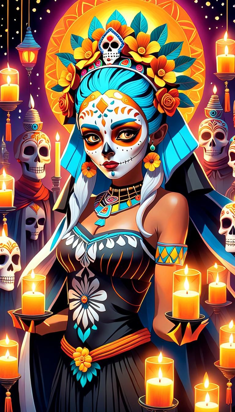 Ahsoka Tano as Goddess of Death in Surrealist Día de los Mue...
