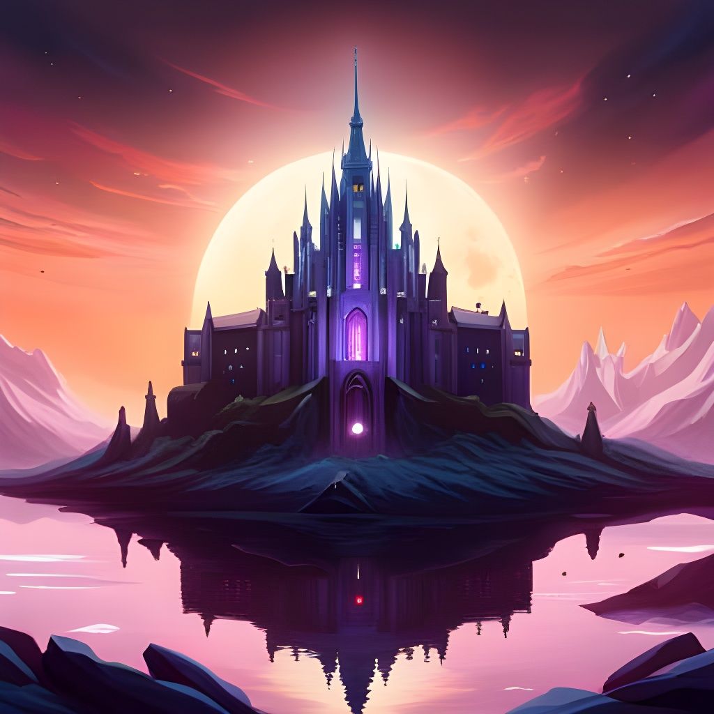 Majestic Floating Castle in Galactic Landscape