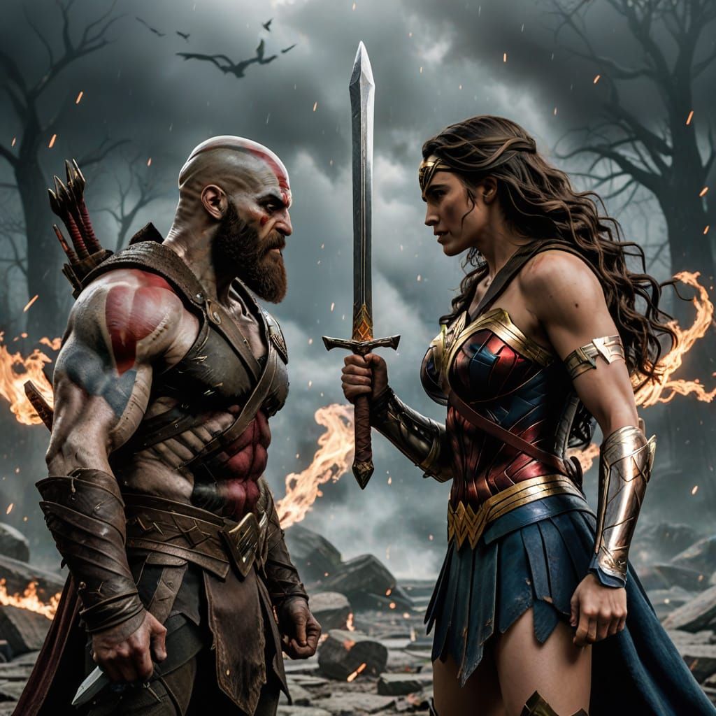 Gods Clash in Fiery Battle: Kratos vs Wonder Woman