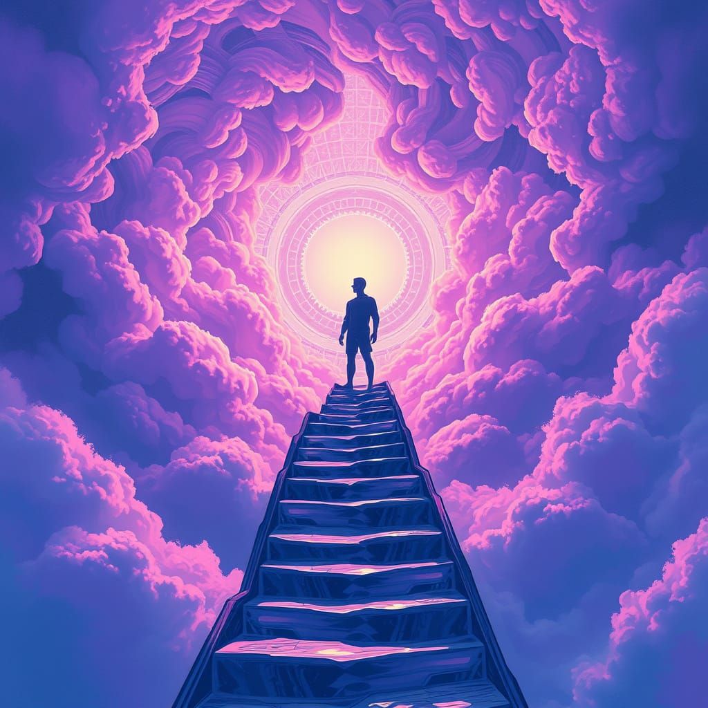 Ethereal Figure Emerges into Infinity