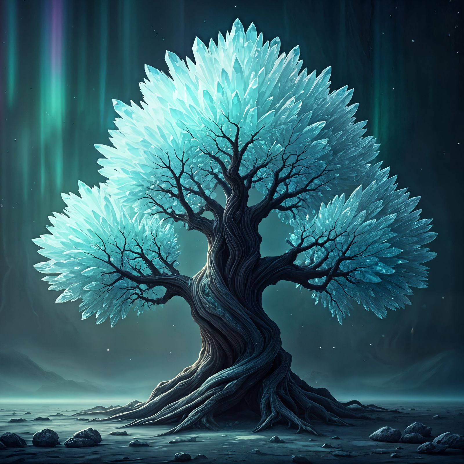 Crystal Tree Illuminated by Inner Light