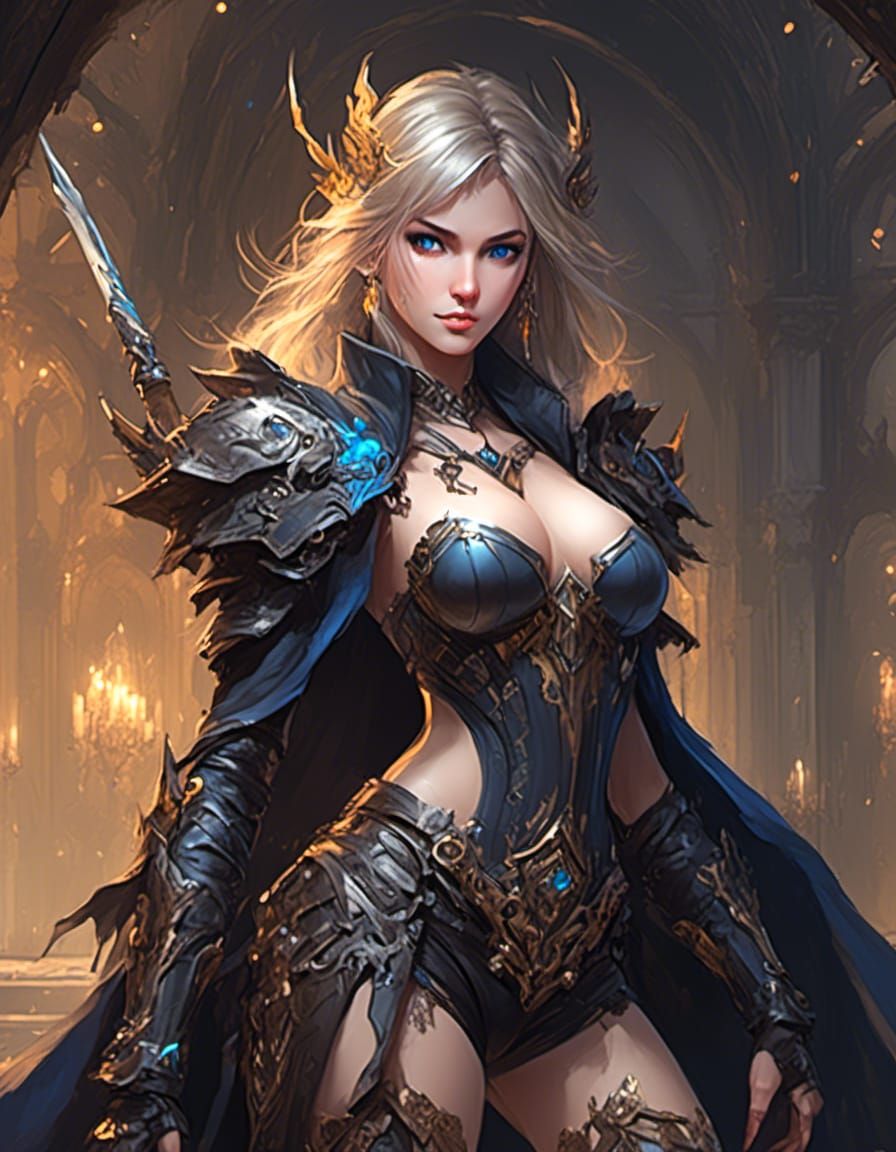 Stunning Elf Heroine in Gothic Fantasy Armor