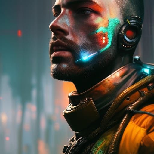 Cyberpunk Fox Humanoid Portrait in Photo-Realism HDR