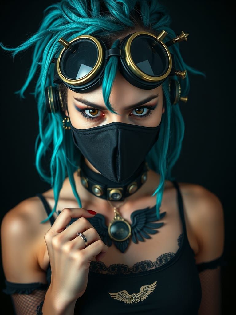 Cybergoth Beauty in Dark, Moody Lighting