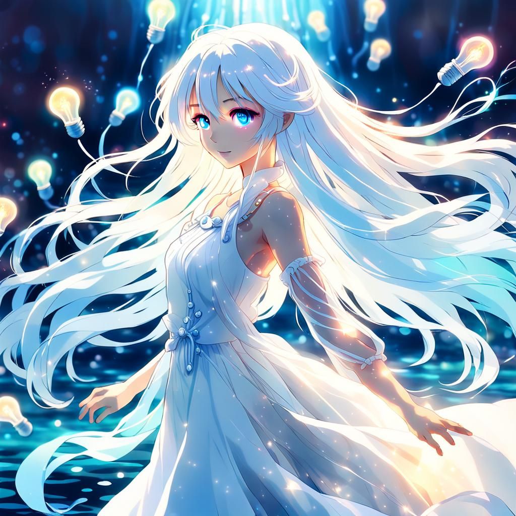 Light Bulb Girl in Anime Style