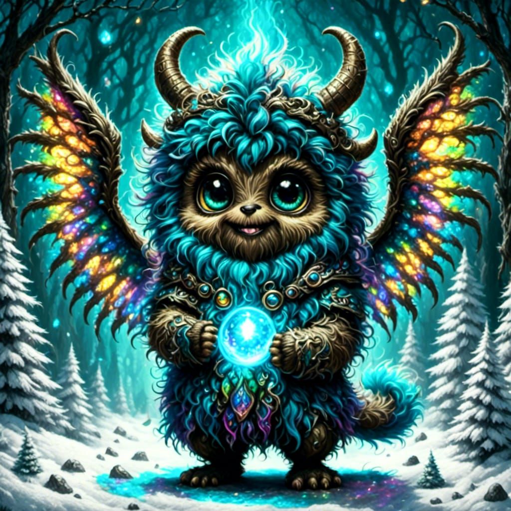 Chibi One-Eyed Cyclops with Pastel Wings