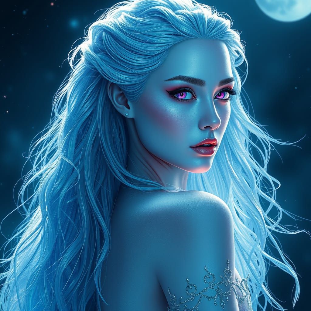 Siren of the Cosmos in Vibrant, Dreamlike Colors