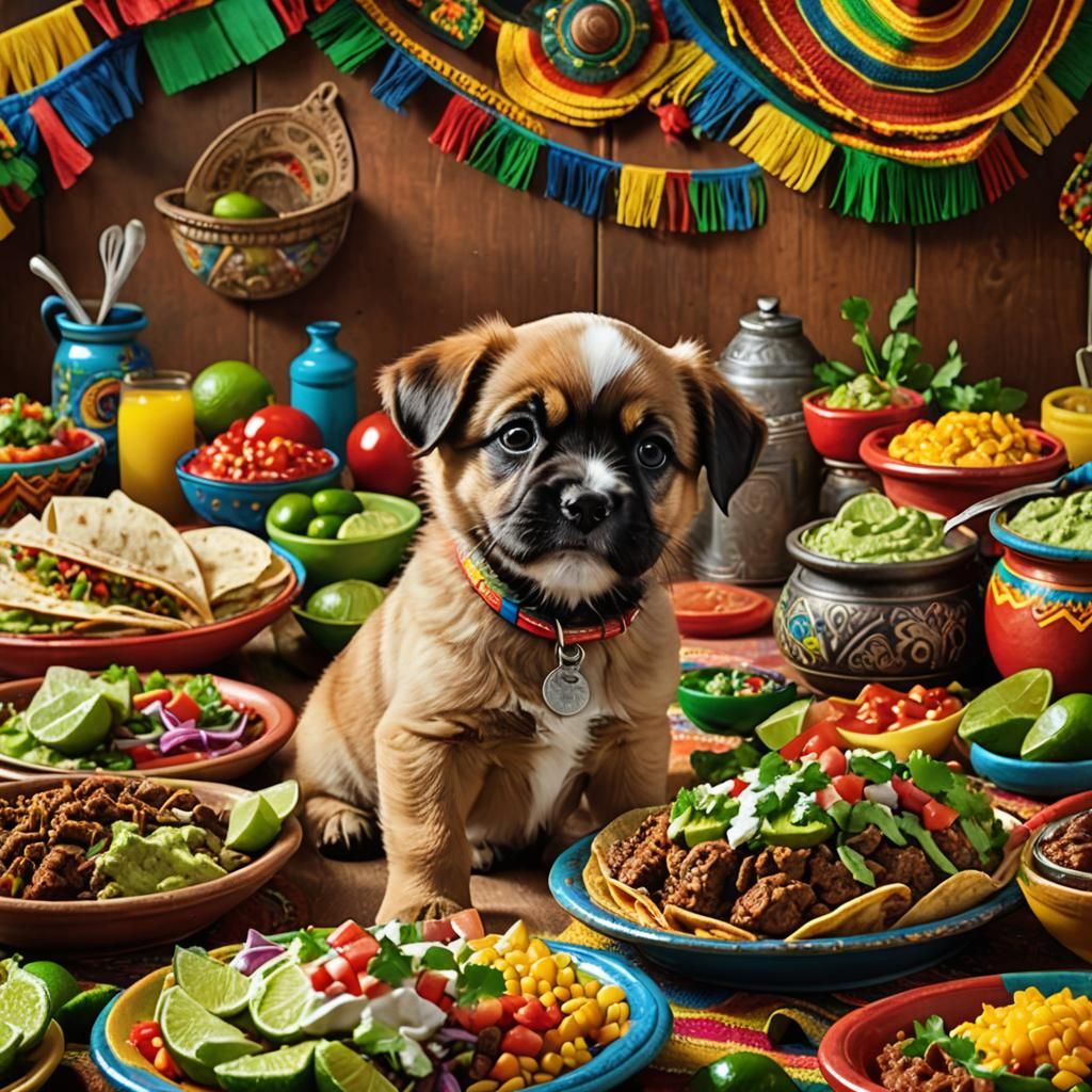 Cinco de Mayo Puppy Celebration with Mexican Food