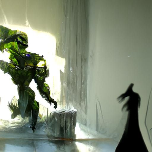 Armored Figure Doing Halo Dance in Dark Style