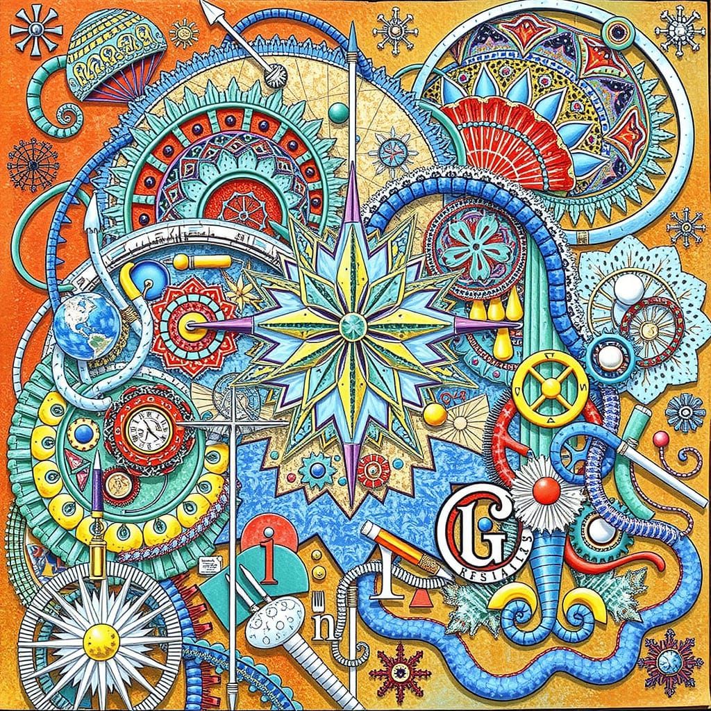 Vibrant Geometric Hyperrealism in Vermillion and Violet