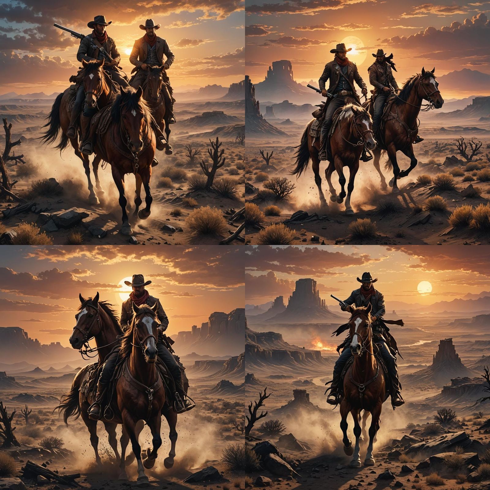 Cowboy Gunslinger Rides into the Sunset