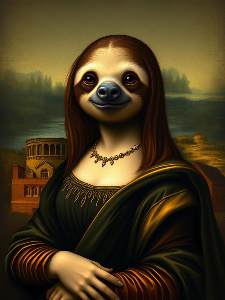 Elegant Sloth Portrait in Classical Style