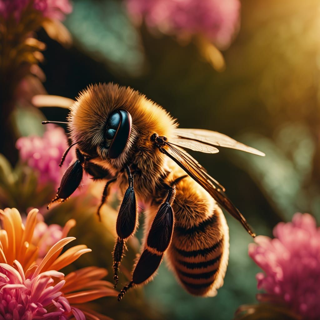 Whimsical Honey Bee in Pastel Hues